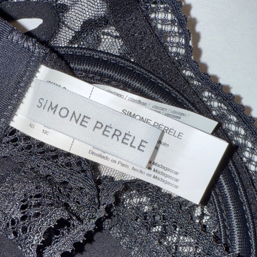 Simone Perele Hortense Black Floral Lace Underwire Unlined Demi Bra 34C - Picture 4 of 5